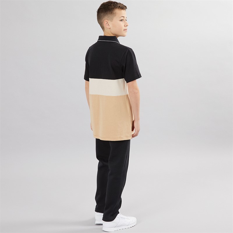 French Connection Boys Horizon Zip Polo And Joggers Tracksuit Black/Stone/Sand