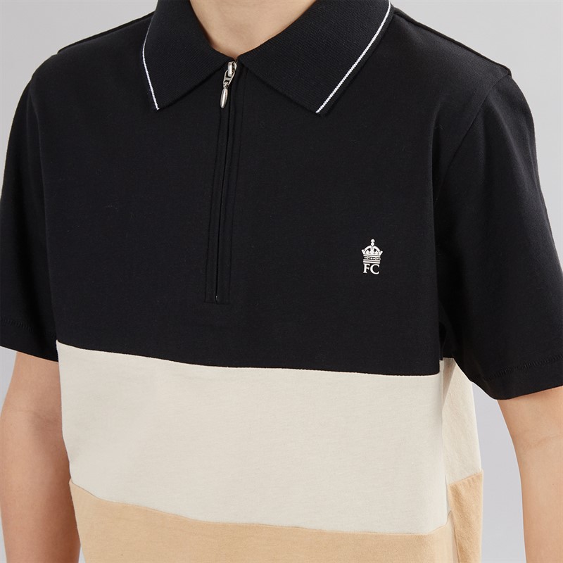 French Connection Boys Horizon Zip Polo And Joggers Tracksuit Black/Stone/Sand