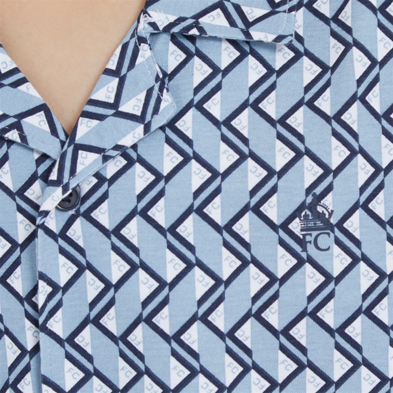 French Connection Boys Smart Geo Polo And Shorts Co-Ord Set Light Blue/Marine
