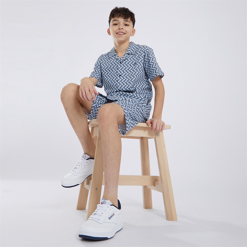 French Connection Boys Smart Geo Polo And Shorts Co-Ord Set Light Blue/Marine