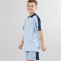 French Connection Boys Stream Zip Polo And Shorts Co-Ord Set Sky/Marine