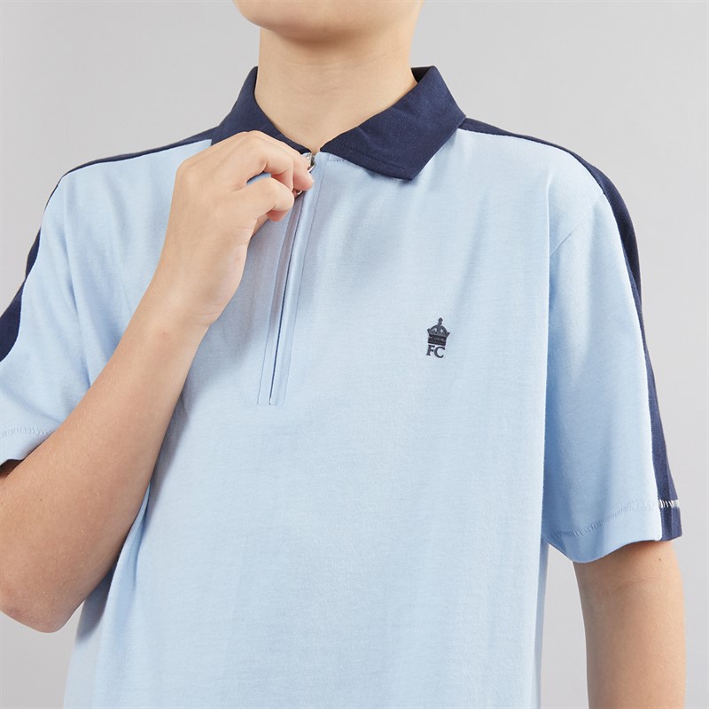 French Connection Boys Stream Zip Polo And Shorts Co-Ord Set Sky/Marine