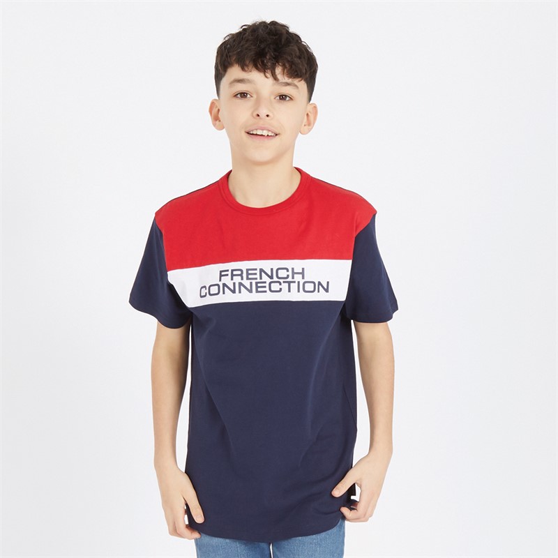 French Connection Boys Selecto Three Pack T-Shirts Light Grey Mel/Black/Tricolore