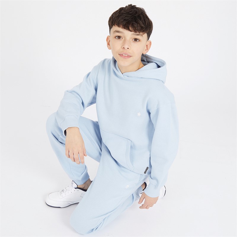 French Connection Boys Hoodie And Joggers Tracksuit Light Blue/White