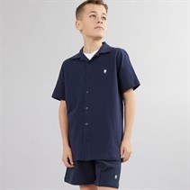 French Connection Boys Coast Button Through Polo And Shorts Co-Ord Set Marine/White