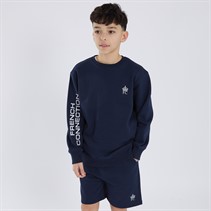 French Connection Boys Admiral Crew Neck Sweatshirt And Short Co-Ord Set Marine/Grey