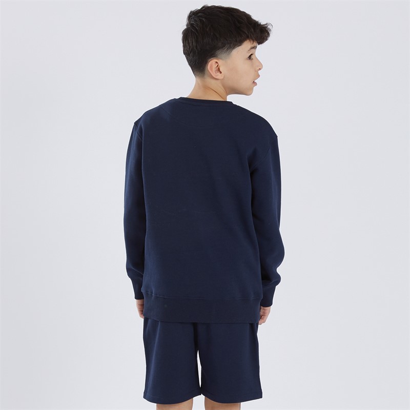 French Connection Boys Admiral Crew Neck Sweatshirt And Short Co-Ord Set Marine/Grey