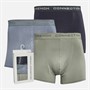 French Connection Mens Three Pack Bamboo Trunks FC21 Marine/Light Blue Melange/New Sage