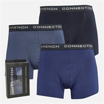 French Connection Mens Three Pack Modal Luxury Supersoft Trunks FC15 Marine/French Blue/Mid Blue Melange