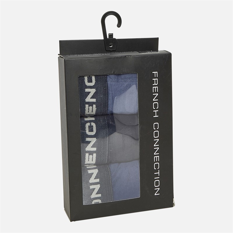 French Connection Mens Three Pack Modal Luxury Supersoft Trunks FC15 Marine/French Blue/Mid Blue Melange