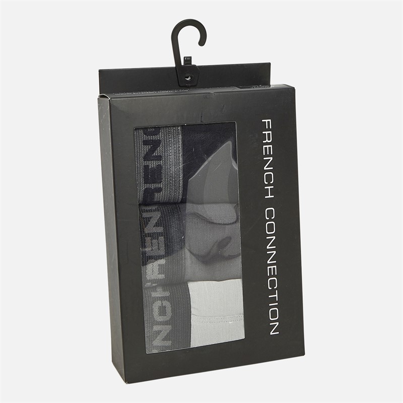 French Connection Heren Drie Pack Modal Luxe Supersoft Trunks FC32 Zwart/Antraciet Melange/Lichtgrijs Melange