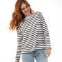 French Connection Womens Boat Neck Breton Long Sleeve Top Midnight/Winter White