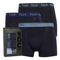 French Connection Mens Three Pack FCUK Boxers FCUK23 Marine/Marine/Marine