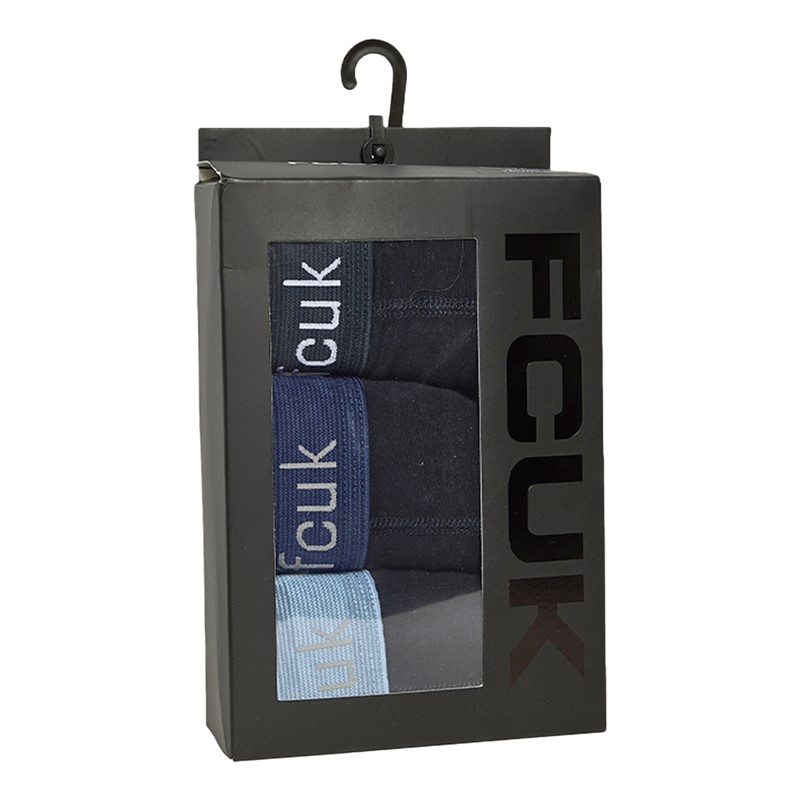 French Connection Mens Three Pack FCUK Boxers FCUK23 Marine/Marine/Marine