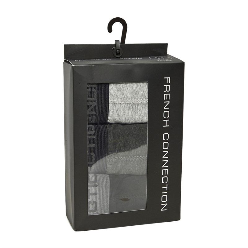 French Connection Mens Three Pack FC Boxers FC32 Black/Charcoal Melange/Light Grey Melange