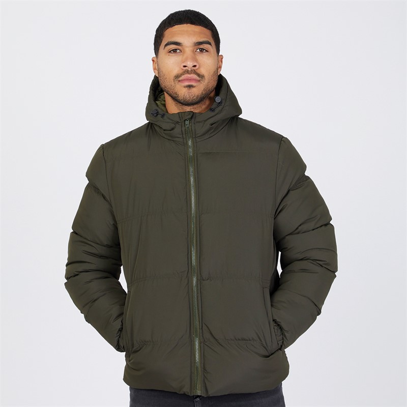 French Connection Mens Row Mid Hooded Jacket Khaki