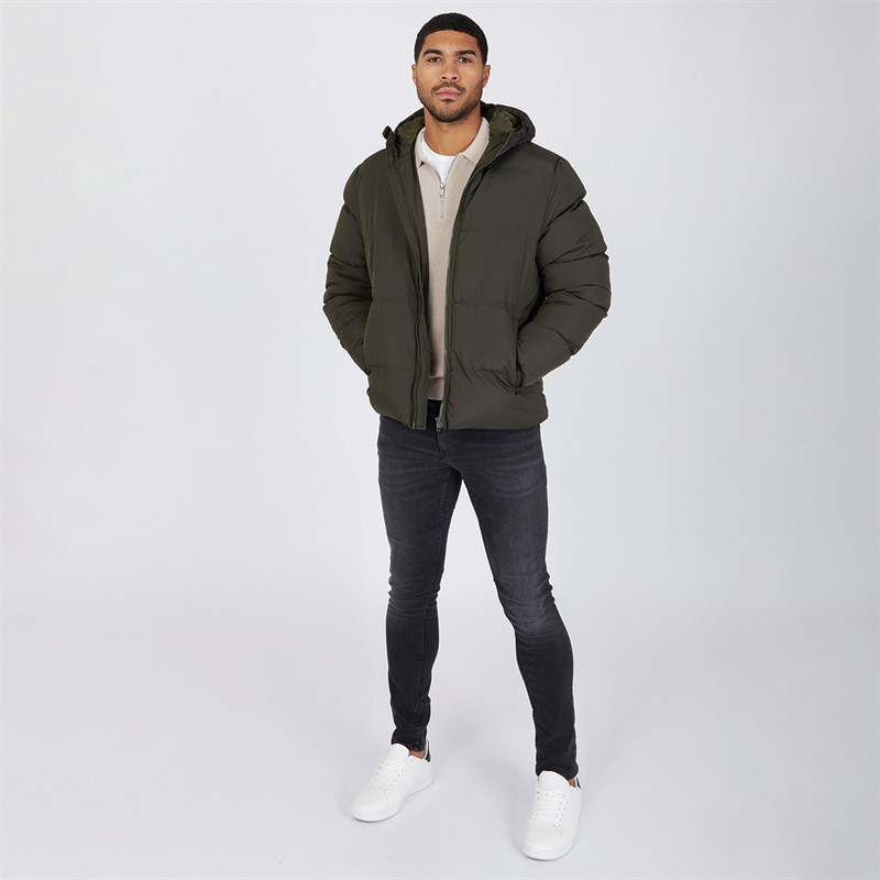 French Connection Mens Row Mid Hooded Jacket Khaki