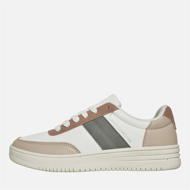 French Connection Womens Knight Trainers White/Pink/Grey - Size 4