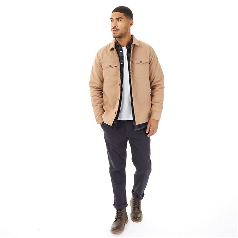 French Connection Mens Wadded Worker Overshirt Camel