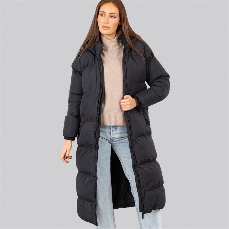 French Connection Womens Row Long Puffer Coat Midnight