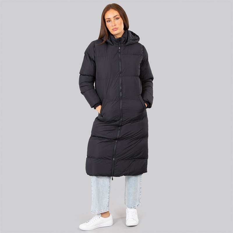 French Connection Womens Row Long Puffer Coat Midnight