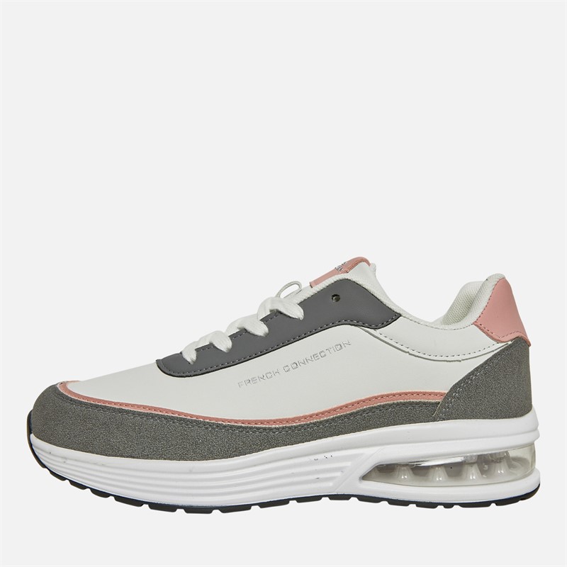French Connection Womens Bubble Trainers White/Grey/Pink