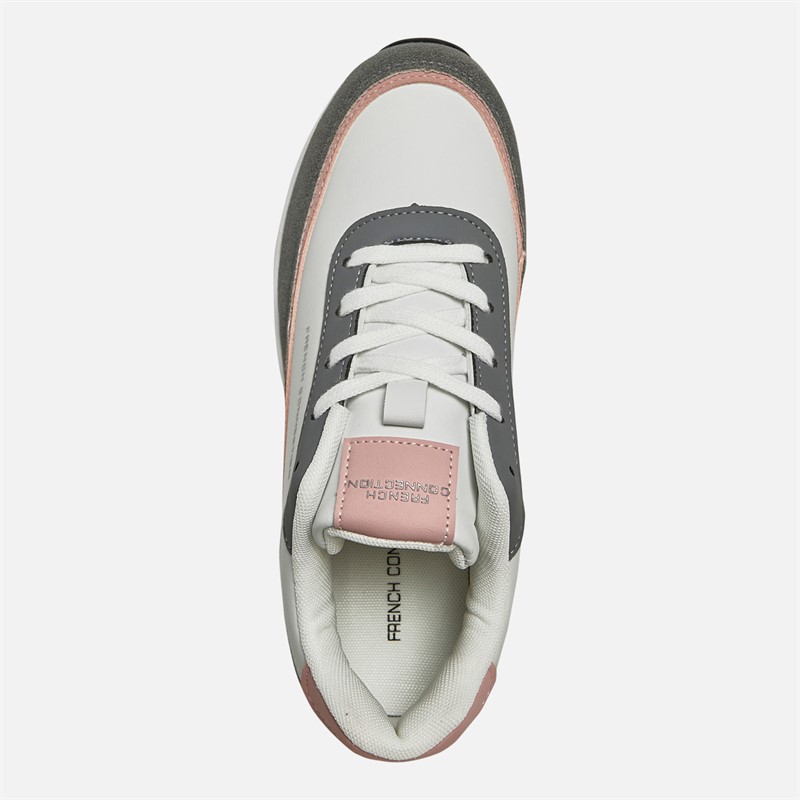 French Connection Womens Bubble Trainers White/Grey/Pink