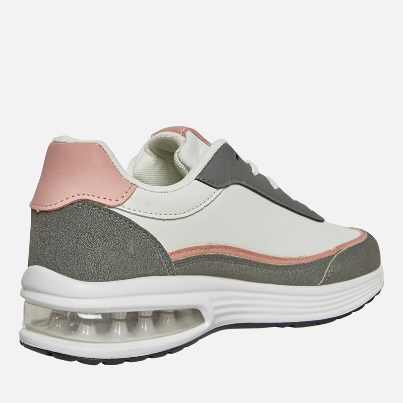 French Connection Womens Bubble Trainers White/Grey/Pink