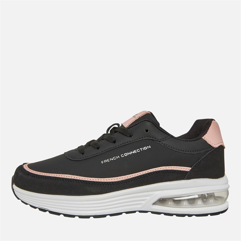 French Connection Womens Bubble Trainers Black/Pink