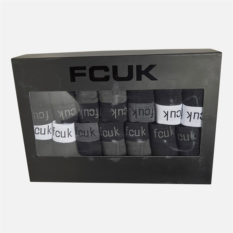 French Connection Mens Fourteen Pack FCUK Boxers Trunks Black/Charcoal Melange - Size M