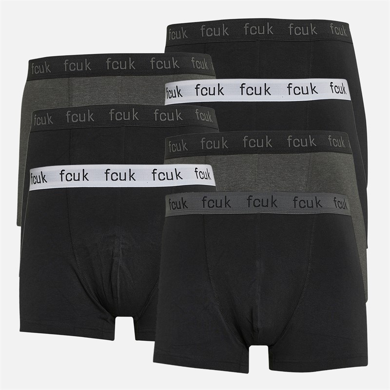 French Connection Mens Fourteen Pack FCUK Boxers Trunks Black/Charcoal Melange