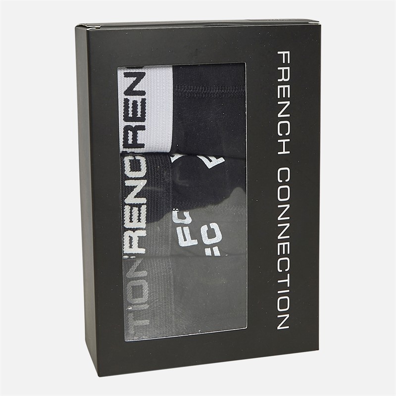 French Connection Mens Three Pack FC Boxers FC80 Black/Black & White FC