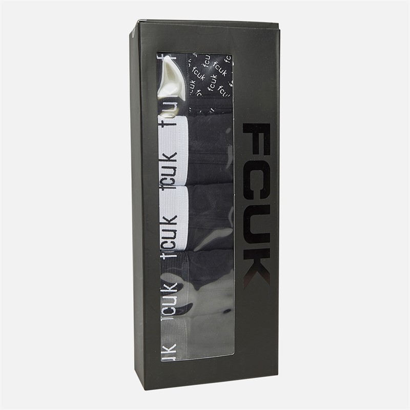 French Connection Mens Five Pack FCUK Boxers FCUK 32 Black/Black/Black/Black/Black White FCUK