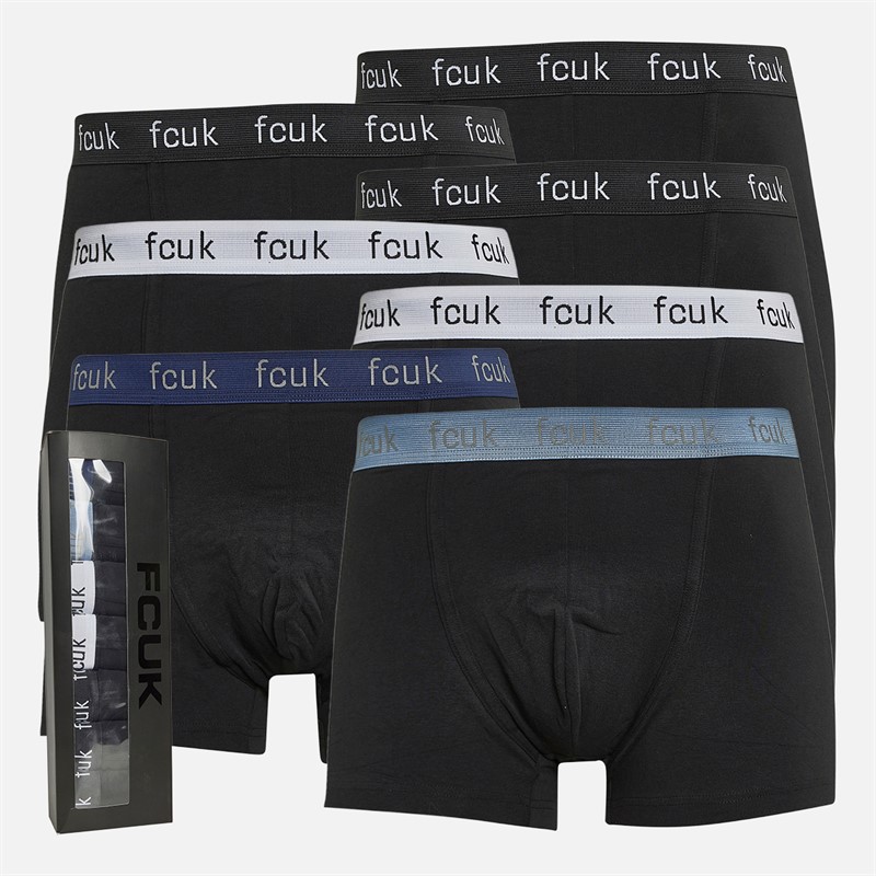 French Connection Heren Set van 7 FCUK Boxers FCUK 55 Zwart/Zwart/Zwart/Zwart/Zwart/Zwart/Zwart - Maat S