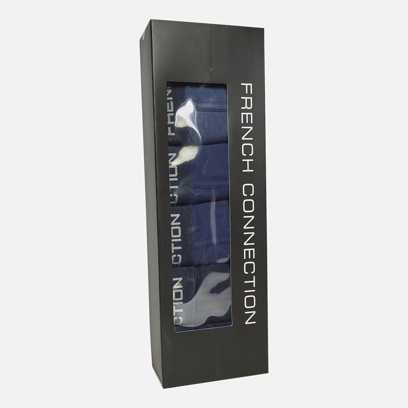 French Connection Herren Fünferpack FC Lange Boxershorts FC80 Marine / Französisch Blau / Mittelblau Melange / Marine / Französisch Blau