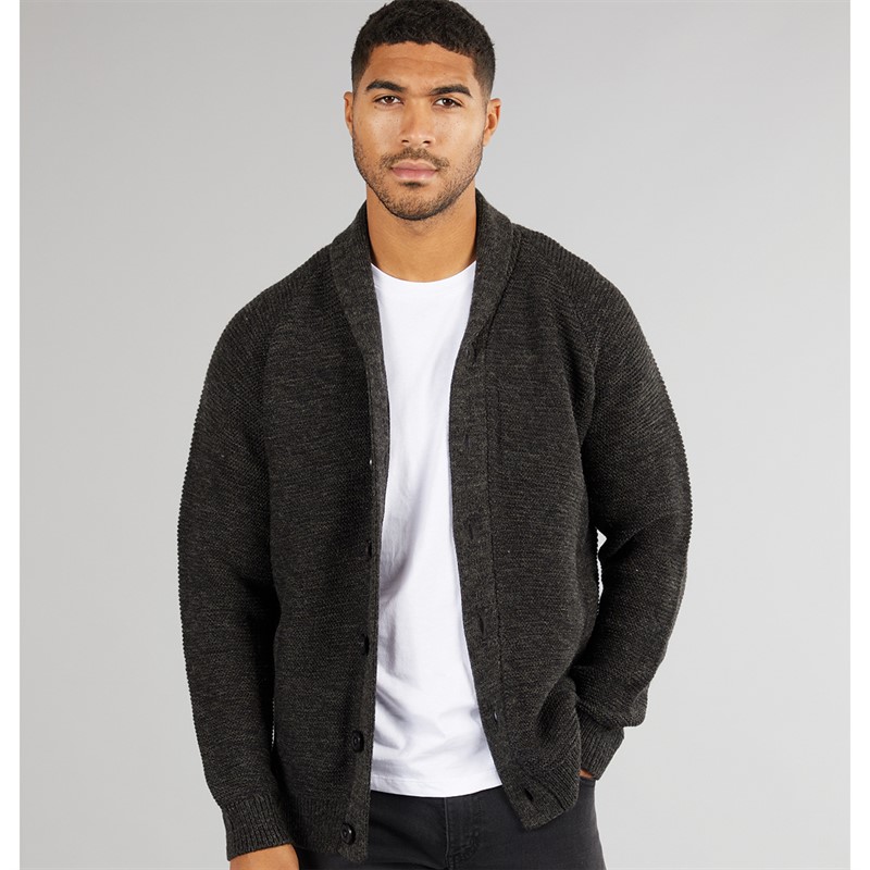 French Connection Mens 5 Shawl Cardigan Charcoal Mel