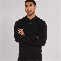 French Connection Mens Cash Long Sleeve Polo Black