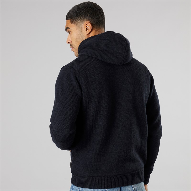 French Connection Mens Zip Borg Hoodie Marine