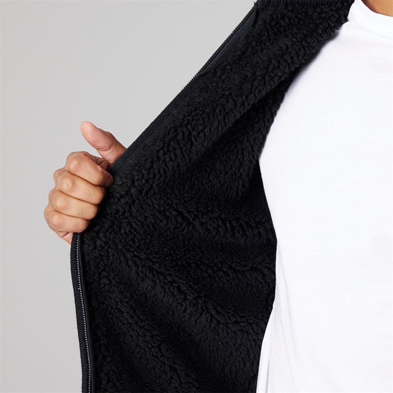 French Connection Mens Zip Borg Hoodie Marine