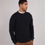 French Connection Mens Cotton Cable Crew Neck Jumper Marine