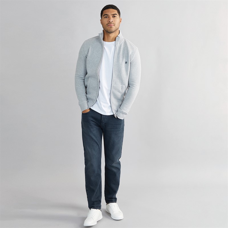 French Connection Mens FC Funnel Sweatshirt Light Grey Mel/Marine