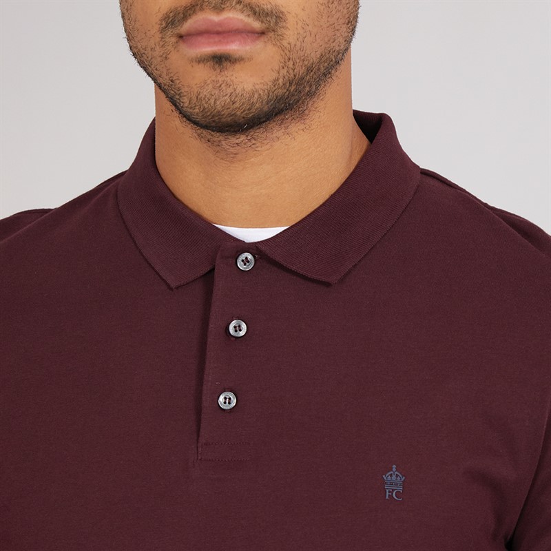 French Connection Mens Long Sleeve J Polo Shirt Chateaux/Marine