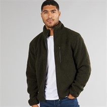 French Connection Mens Borg Funnel Neck Fleece Khaki