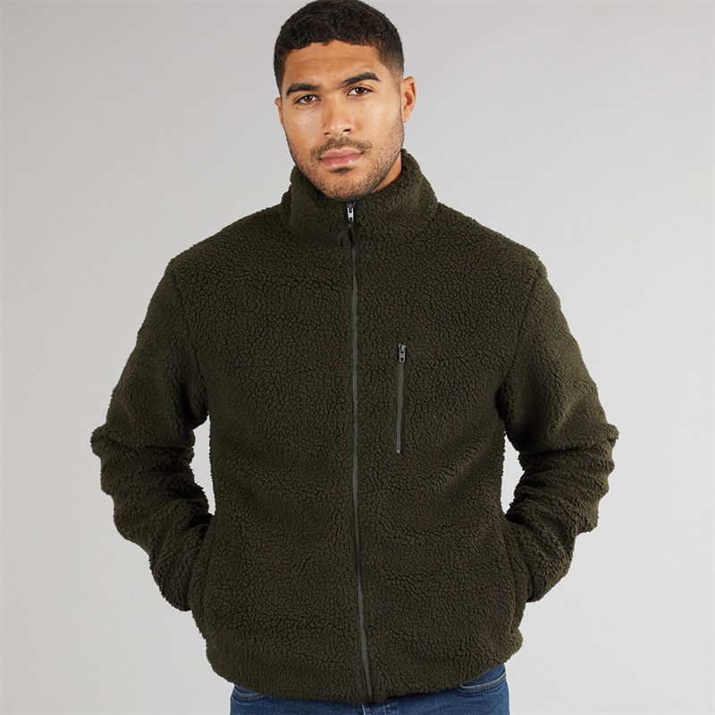 French Connection Herren Borg Trichterkragen Fleece Khaki