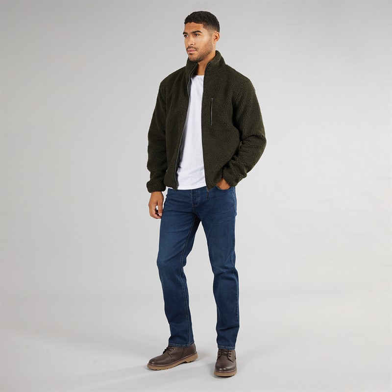 French Connection Herren Borg Trichterkragen Fleece Khaki