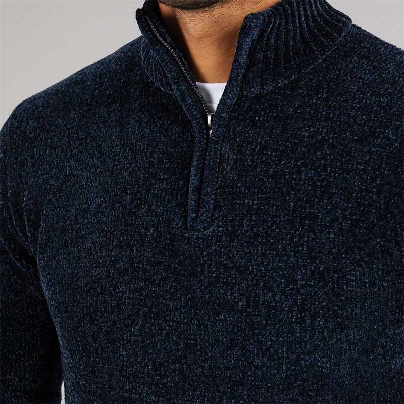 French Connection Mens 5 Chenille 1/2 Zip Jumper Marine