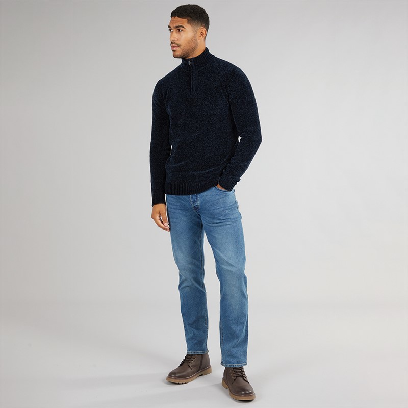 French Connection Mens 5 Chenille 1/2 Zip Jumper Marine