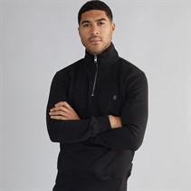 French Connection Mens FC 1/2 Zip Sweatshirt Black/Gunmetal