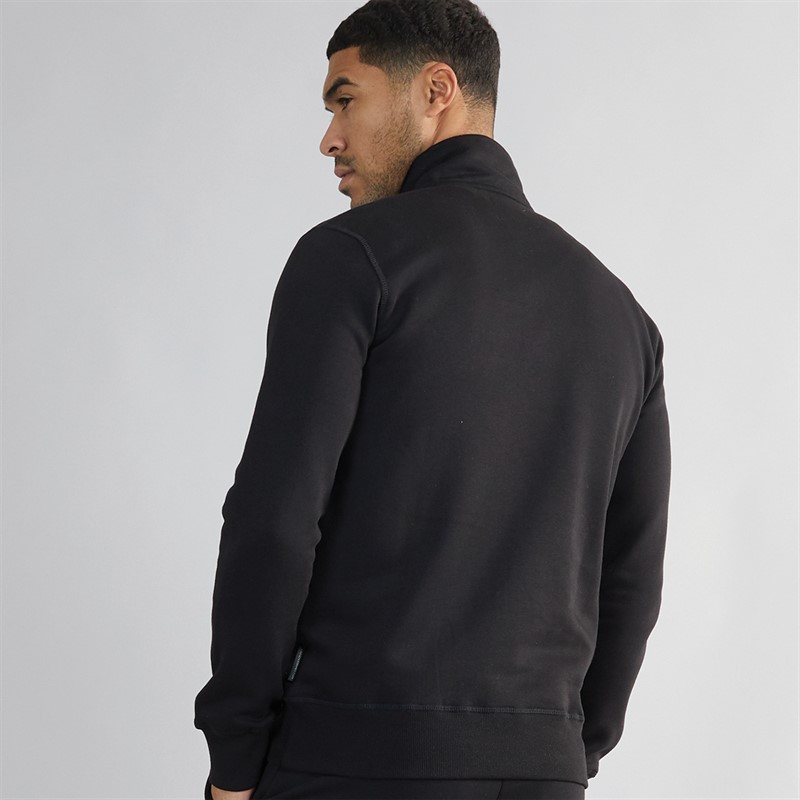 French Connection Mens FC 1/2 Zip Sweatshirt Black/Gunmetal