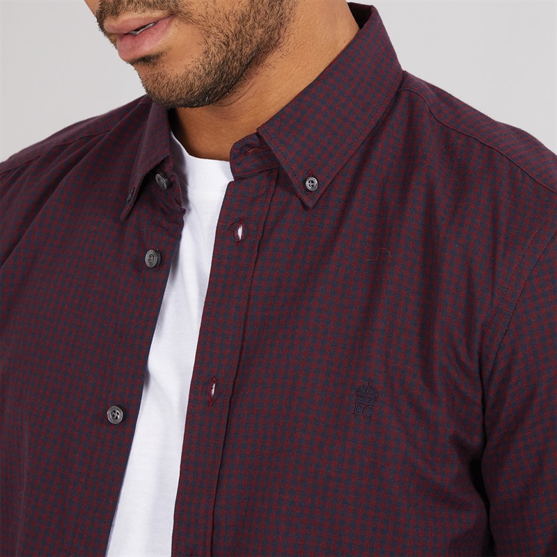 French Connection Mens Gingham Long Sleeve Shirt Chateaux/Marine